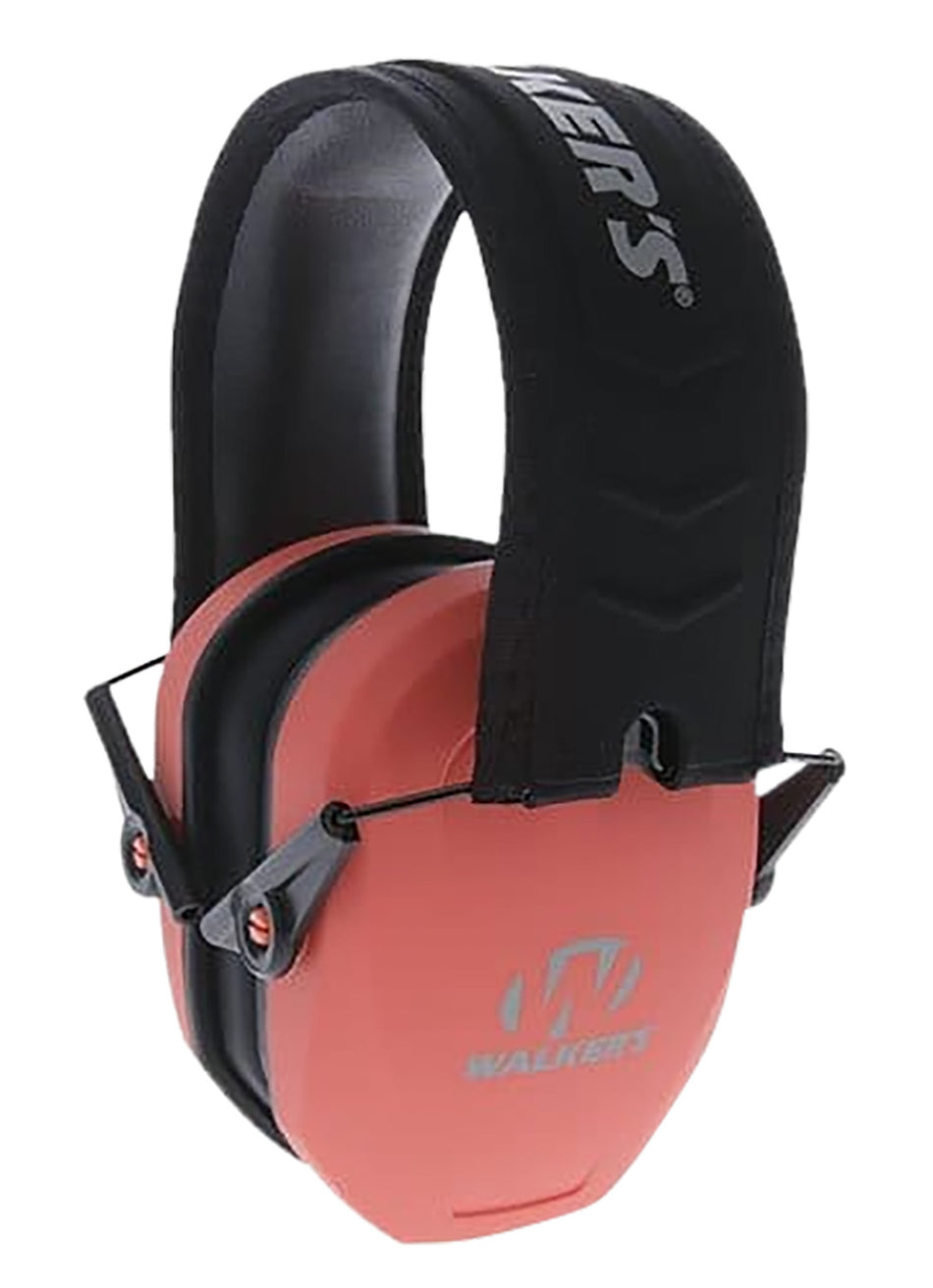 Walker's Razor Slim Passive Ear Muff 27 dB Over the Head Coral/Black Polymer