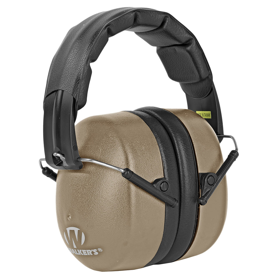 Walker's Extra Range Passive Folding Ear Muff 30 dB Flat Dark Earth/Black Polymer