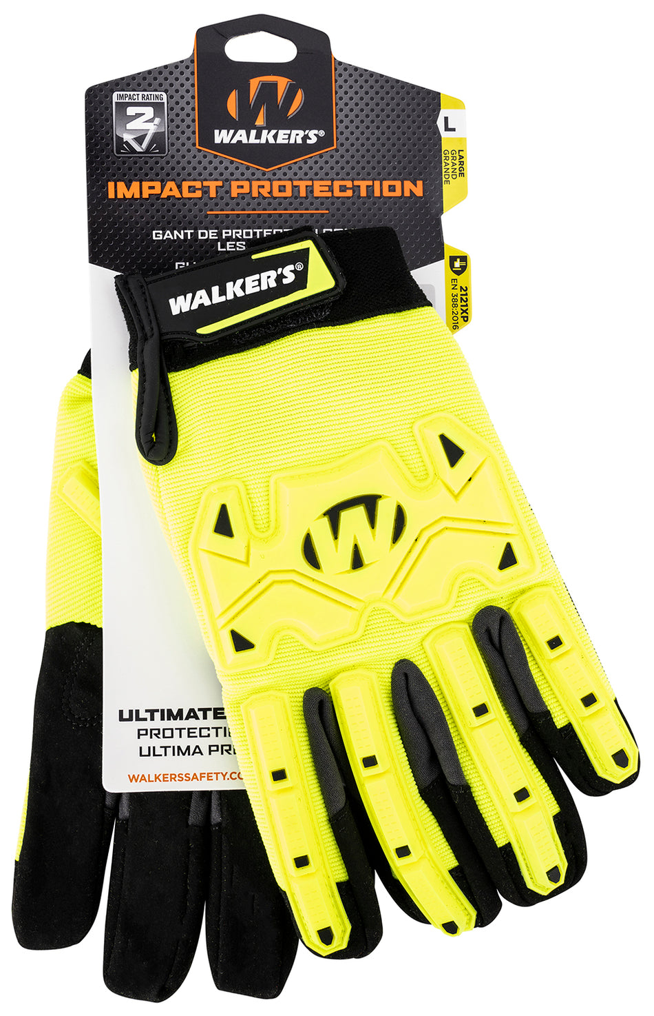 Walker's Impact Protection Gloves Small Yellow Black Synthetic Leather Hook and Loop