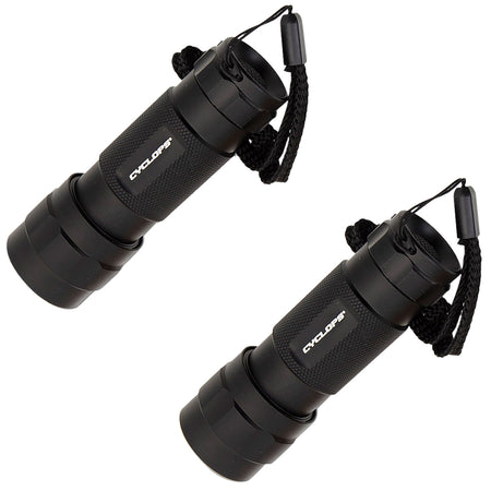 Cyclops CYCFL142PK 14-LED 80 Lumen Flashlight Black Anodized Anti-Roll Housing 2-Pack AAA
