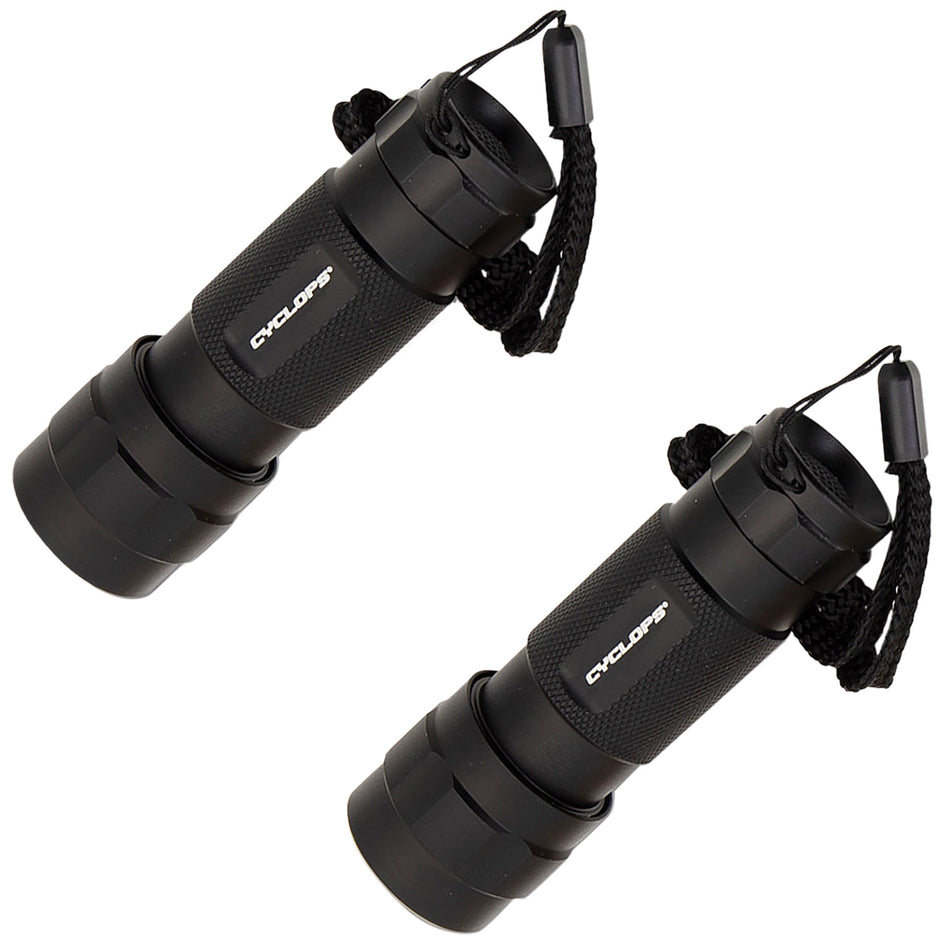 Cyclops CYCFL142PK 14-LED 80 Lumen Flashlight Black Anodized Anti-Roll Housing 2-Pack AAA