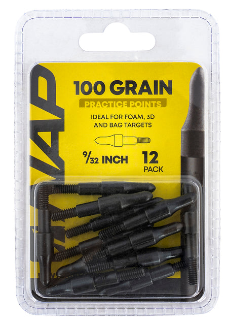 NAP 3D Practice Field Tips Fixed 100 Grain Black 9/32 12-Pack