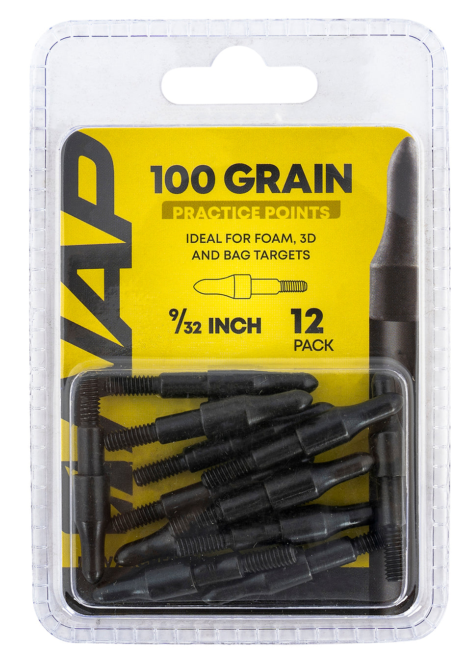 NAP 3D Practice Field Tips Fixed 100 Grain Black 9/32 12-Pack