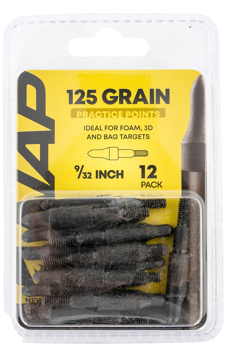 NAP 3D Practice Field Tips Fixed 125 Grain Black 9/32 12-Pack