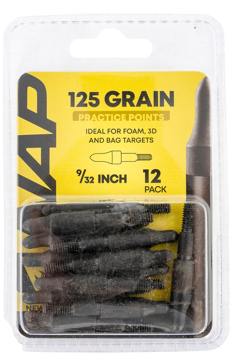 NAP 3D Practice Field Tips Fixed 125 Grain Black 9/32 12-Pack