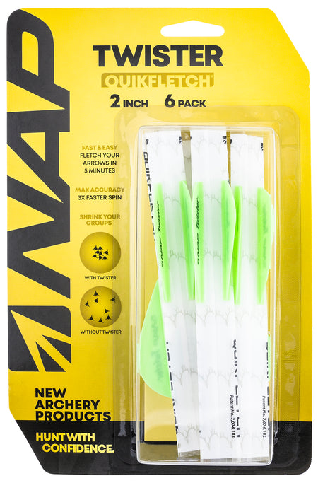 NAP NAP60638 Twister Quickfletch Vanes White & Green 6-Pack
