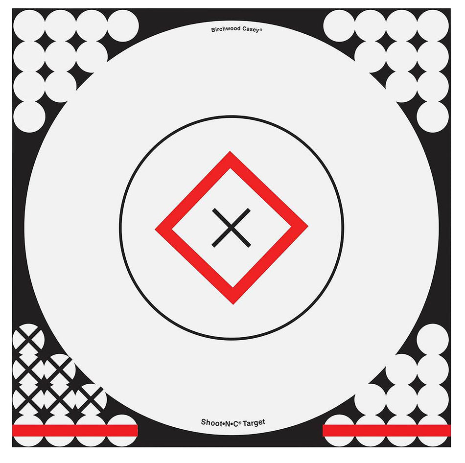 Birchwood Casey 34195 Shoot-N-C 17.25" Bullseye Self-Adhesive Reactive Paper Target Black/Red/White 5 Pack