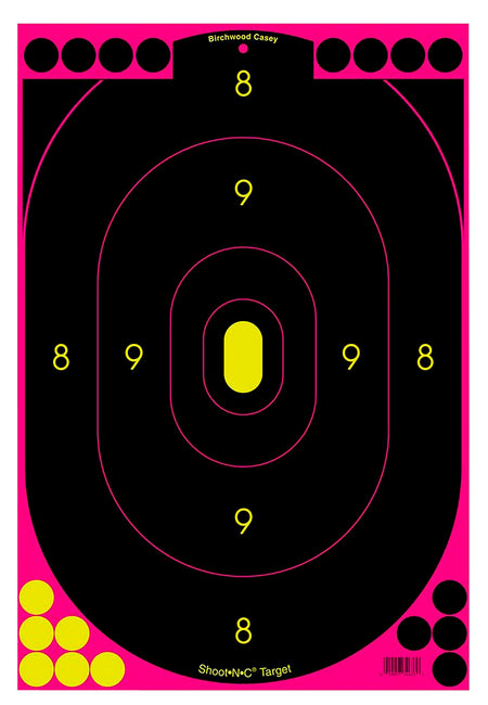 Birchwood Casey 34635 Shoot-N-C 12"x18" Oval Silhouette Self-Adhesive Reactive Target Black/Pink 5 Pack