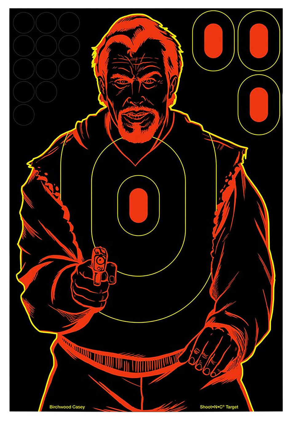 Birchwood Casey 34647 Shoot-N-C 12"x18" Bad Guy Silhouette Self-Adhesive Reactive Target Black/Red 12 Pack