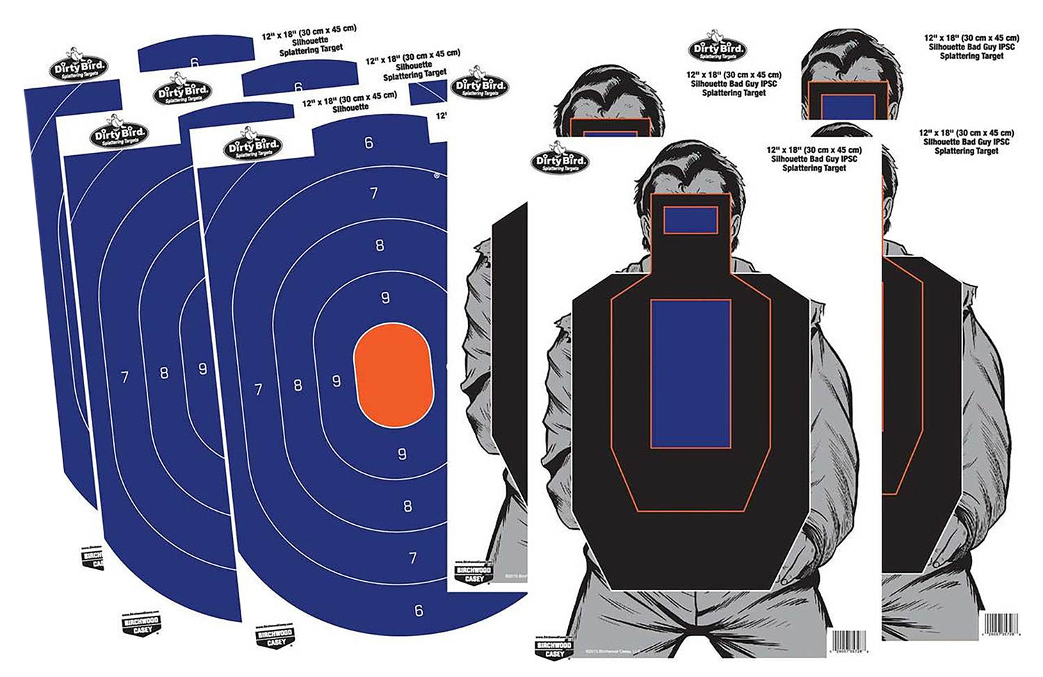Birchwood Casey 35735 Dirty Bird Silhouette Combo Reactive Paper Target 12"x18" 8 Pack