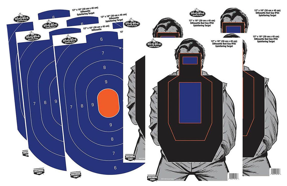 Birchwood Casey 35735 Dirty Bird Silhouette Combo Reactive Paper Target 12"x18" 8 Pack