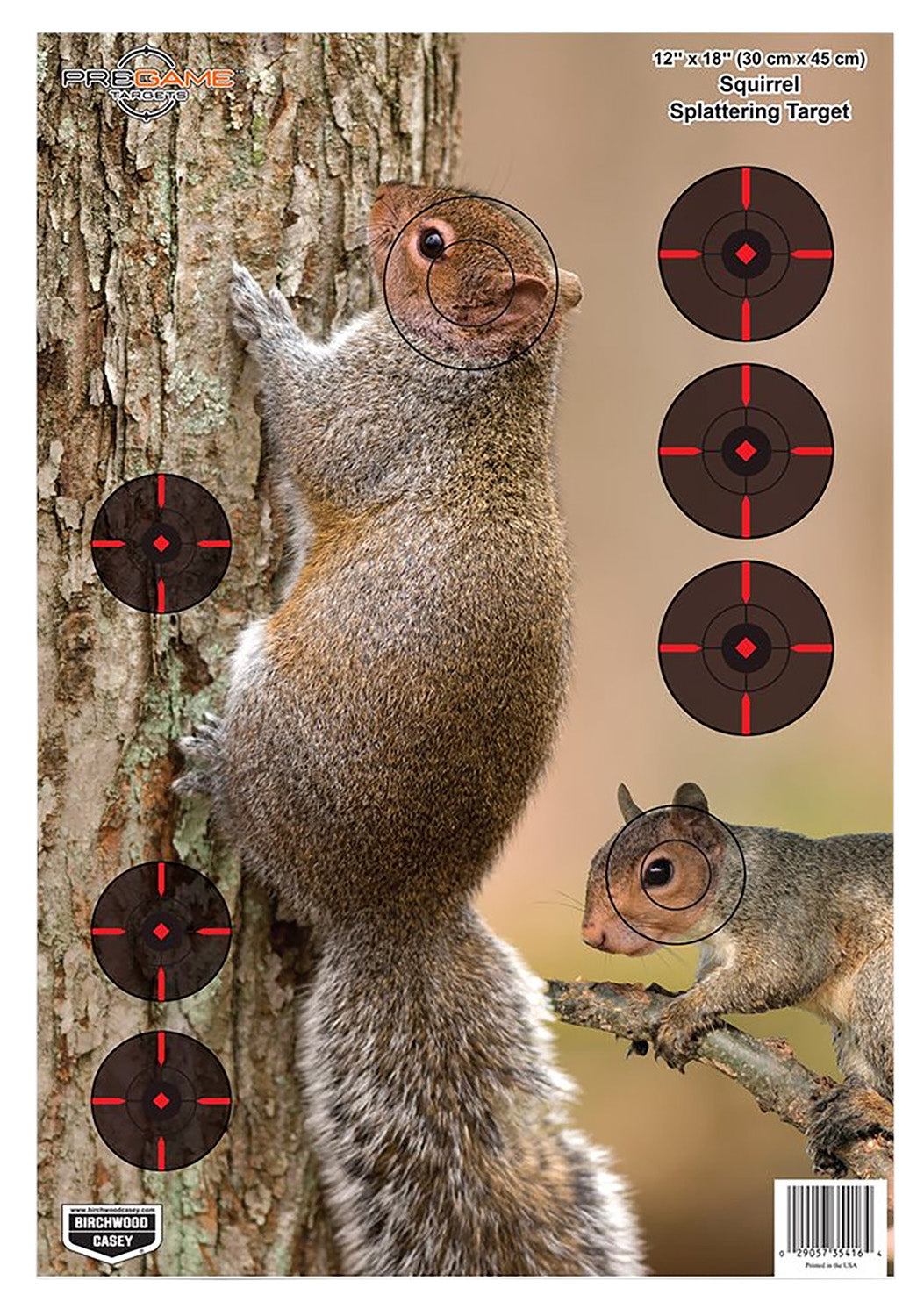 Birchwood Casey 35406 Pregame Squirrel Full-Color Reactive Paper Rifle Target 12"x18" 8 Pack