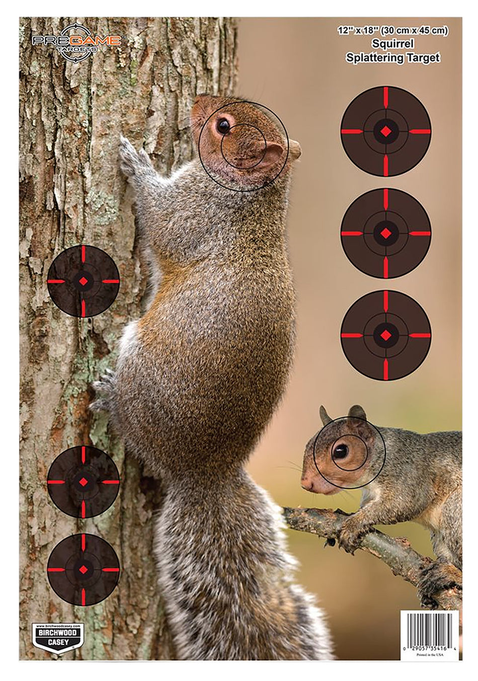 Birchwood Casey 35406 Pregame Squirrel Full-Color Reactive Paper Rifle Target 12"x18" 8 Pack