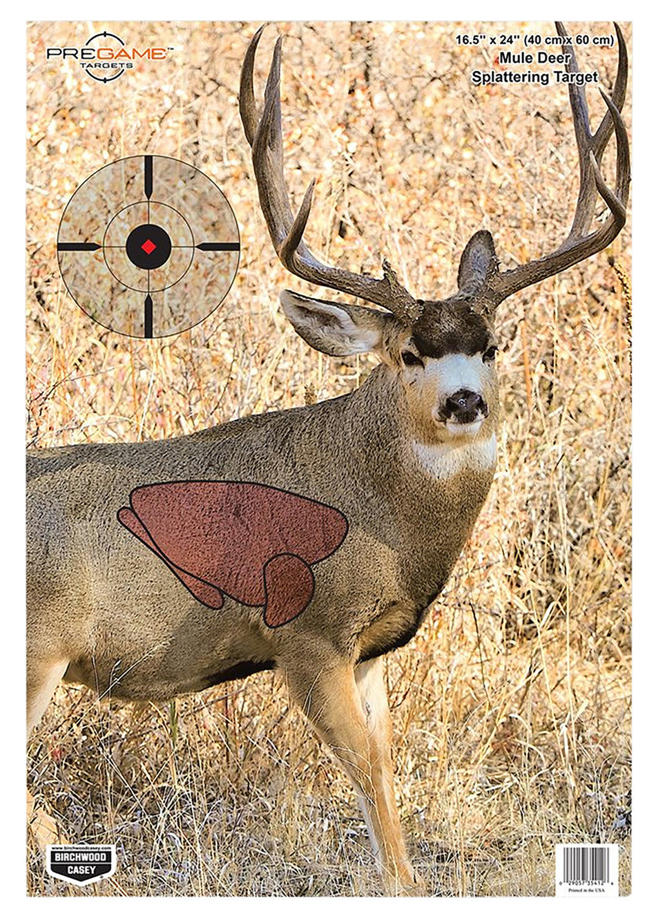 Birchwood Casey 35402 Pregame Mule Deer Full-Color Paper Hunting Target 16.5" x 24" 3 Pack