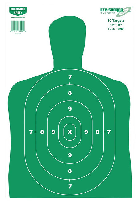 Birchwood Casey 37010 EZE-Scorer BC-27 IPSC Silhouette Paper Shooting Target 12"x18" 100 Pack