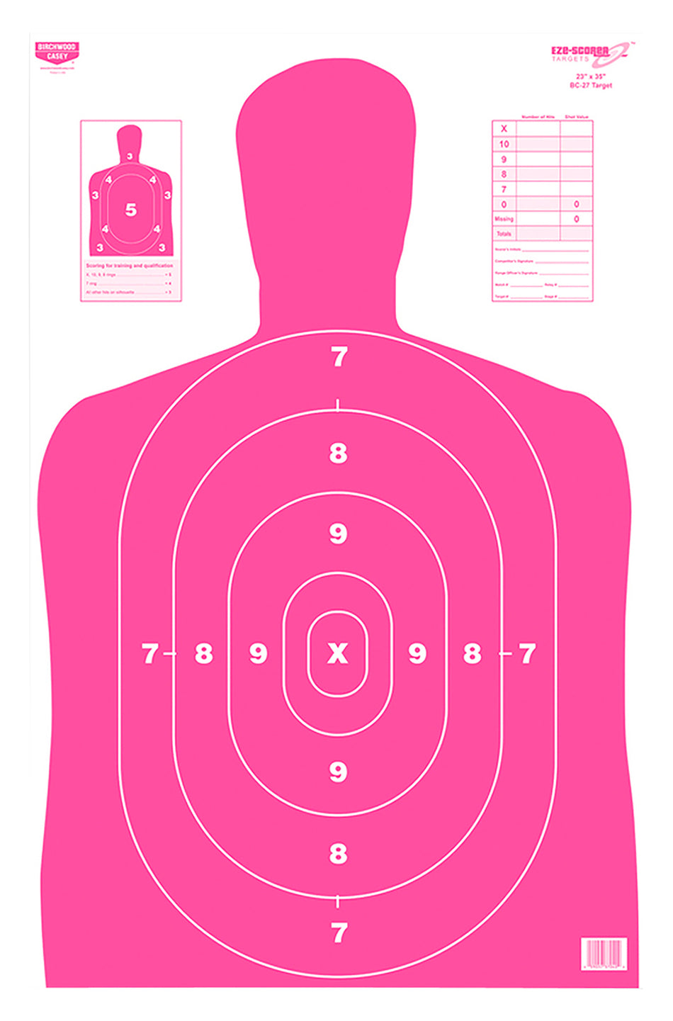 Birchwood Casey 37040 EZE-Scorer BC-27 Large Silhouette Paper Shooting Target 23"x35" 100 Pack