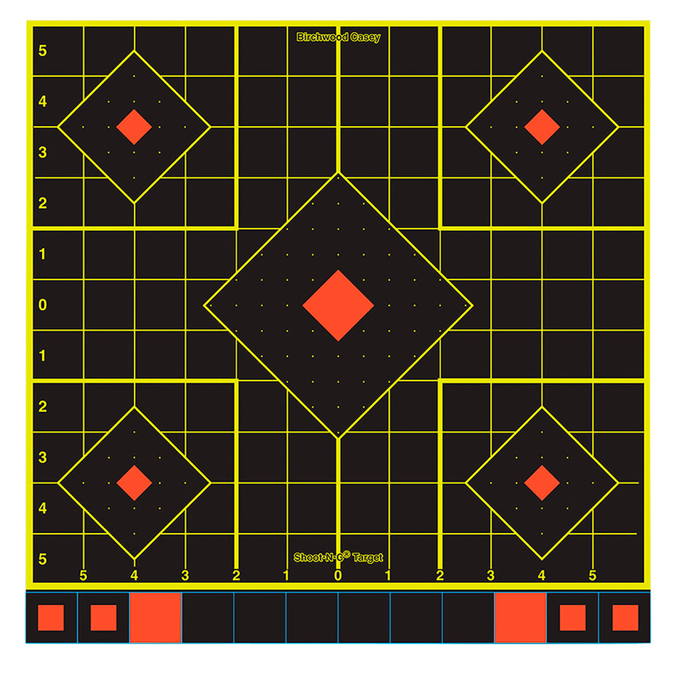 Birchwood Casey 34211 Shoot-N-C 12" 5-Diamond Sight-In Self-Adhesive Reactive Target 100 Per Package