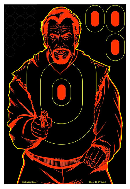 Birchwood Casey 34643 Shoot-N-C Bad Guy Silhouette Reactive Self-Adhesive Paper Target 12"x18" 100 Per Pkg