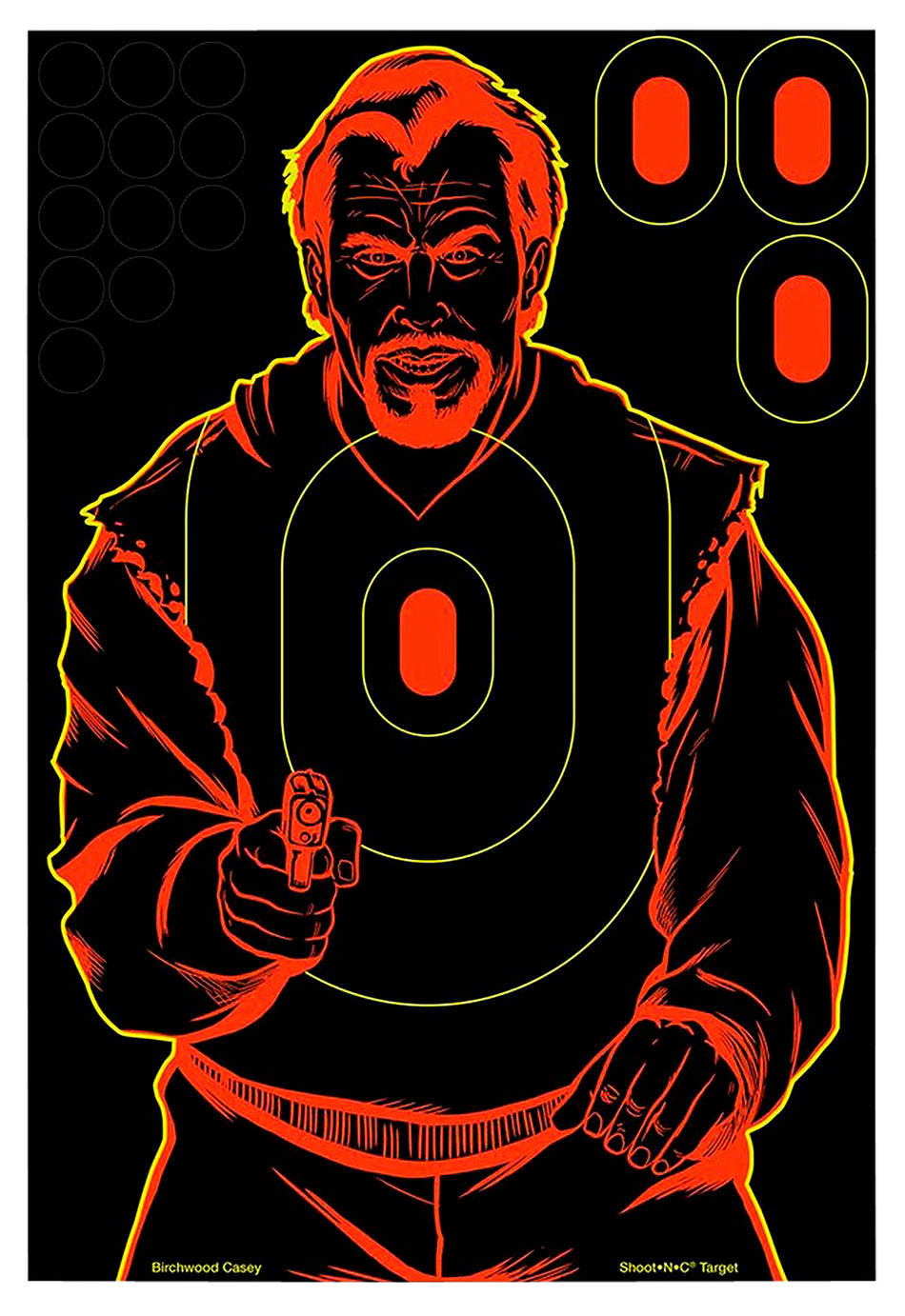 Birchwood Casey 34643 Shoot-N-C Bad Guy Silhouette Reactive Self-Adhesive Paper Target 12"x18" 100 Per Pkg