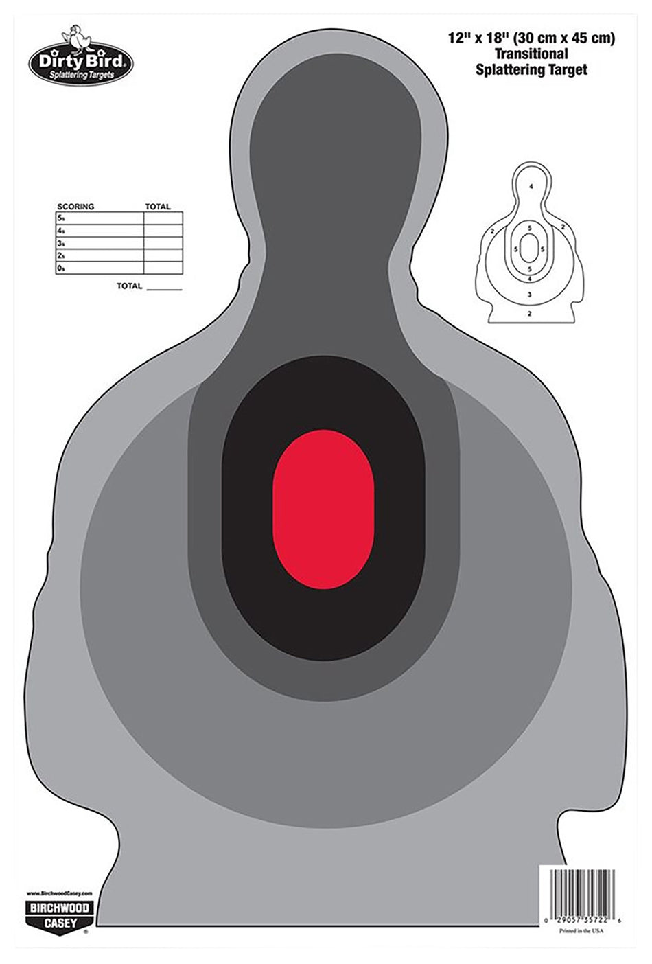 Birchwood Casey Dirty Bird Splattering Silhouette Paper Target 12" x 18" 100-Count