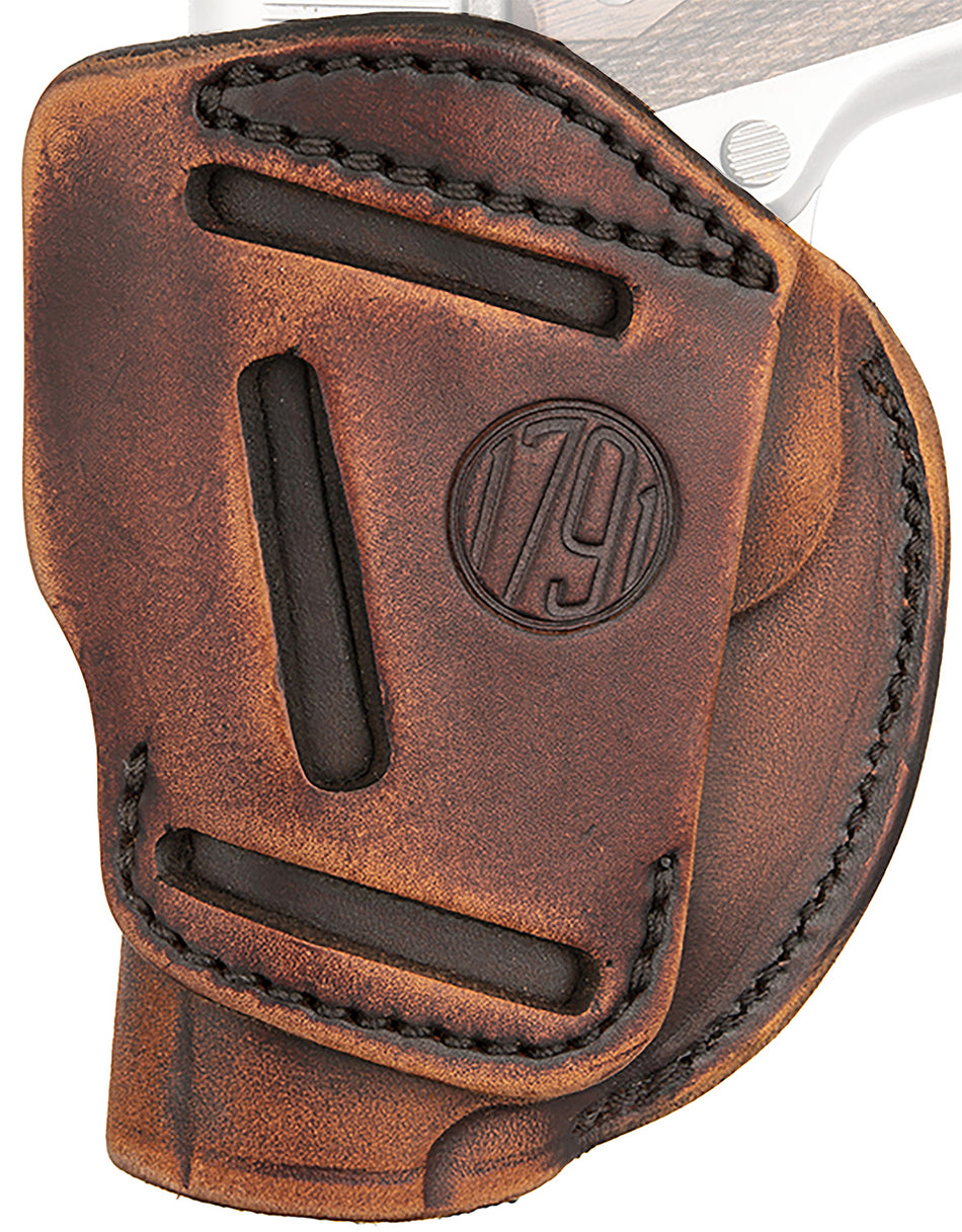 1791 Gunleather 4WH1VTGR 4-Way Concealment Holster Size 01 Vintage Leather - 1911 3-4" RH