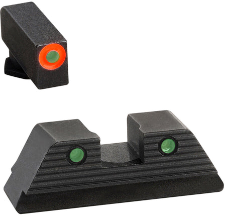 AmeriGlo GL816 Glock Trooper Night Sight Set Green Tritium Orange Front Sight Green Tritium Rear