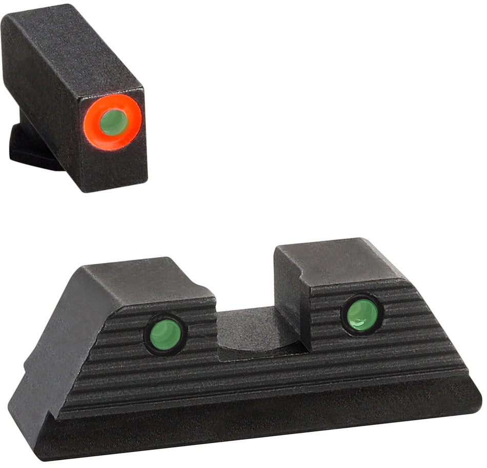 AmeriGlo GL816 Glock Trooper Night Sight Set Green Tritium Orange Front Sight Green Tritium Rear