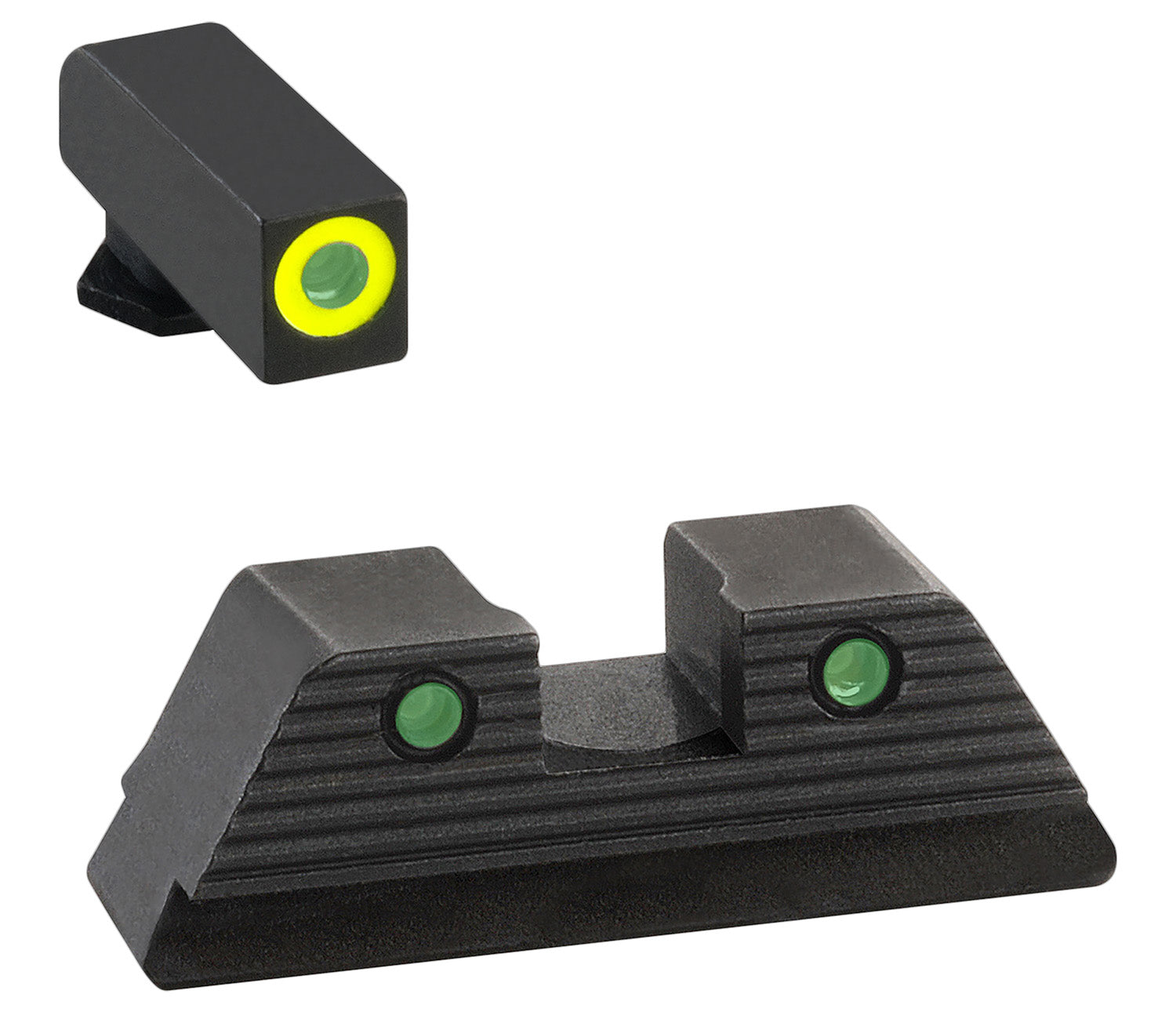 AmeriGlo GL819 Glock Trooper Night Sight Set Green Tritium LumiGreen Front Black Outline Serrated Rear