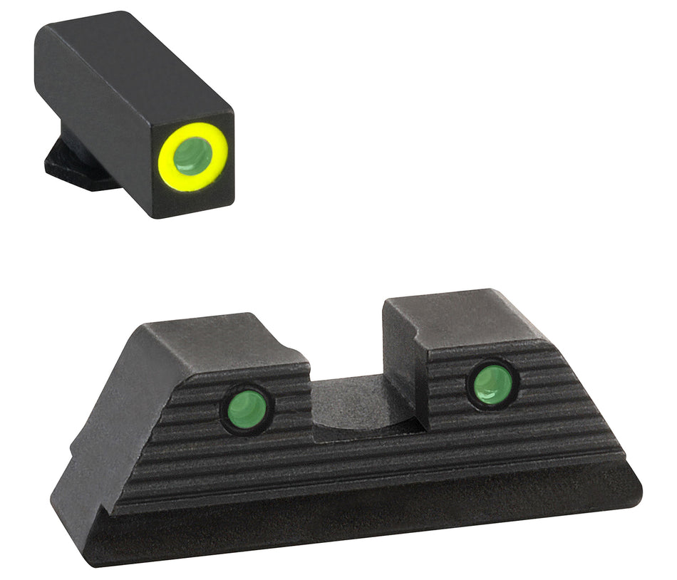 AmeriGlo GL820 Glock Trooper Night Sights Green Tritium Lumigreen Front Black Outline Serrated Rear