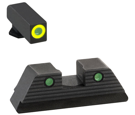 AmeriGlo GL821 Glock Gen 5 Trooper Night Sight Set Green Tritium LumiGreen Front Black Outline Rear