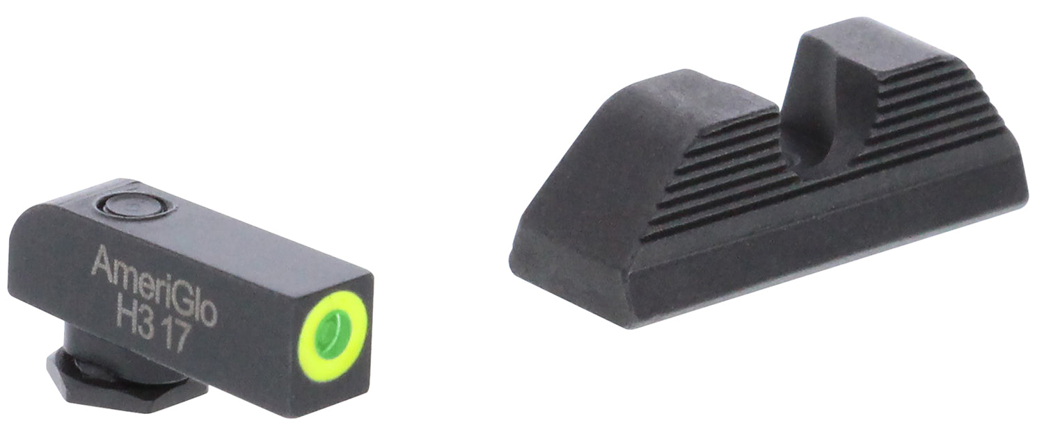 AmeriGlo GL352 Glock Compact Protector Night Sight Set Green Tritium LumiGreen Front Black Rear Sight