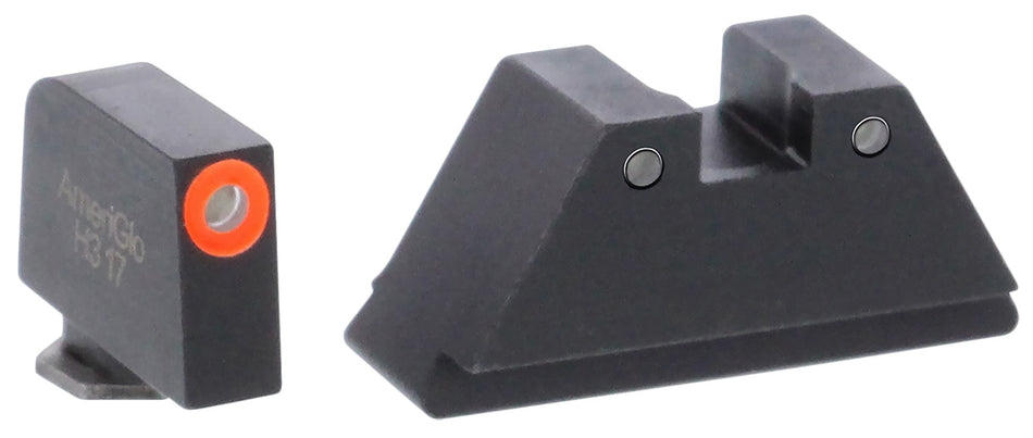 AmeriGlo GL452 Glock XL Tall Tritium Sight Set - Green Tritium Orange Outline Front / Green Tritium Black Outline Rear