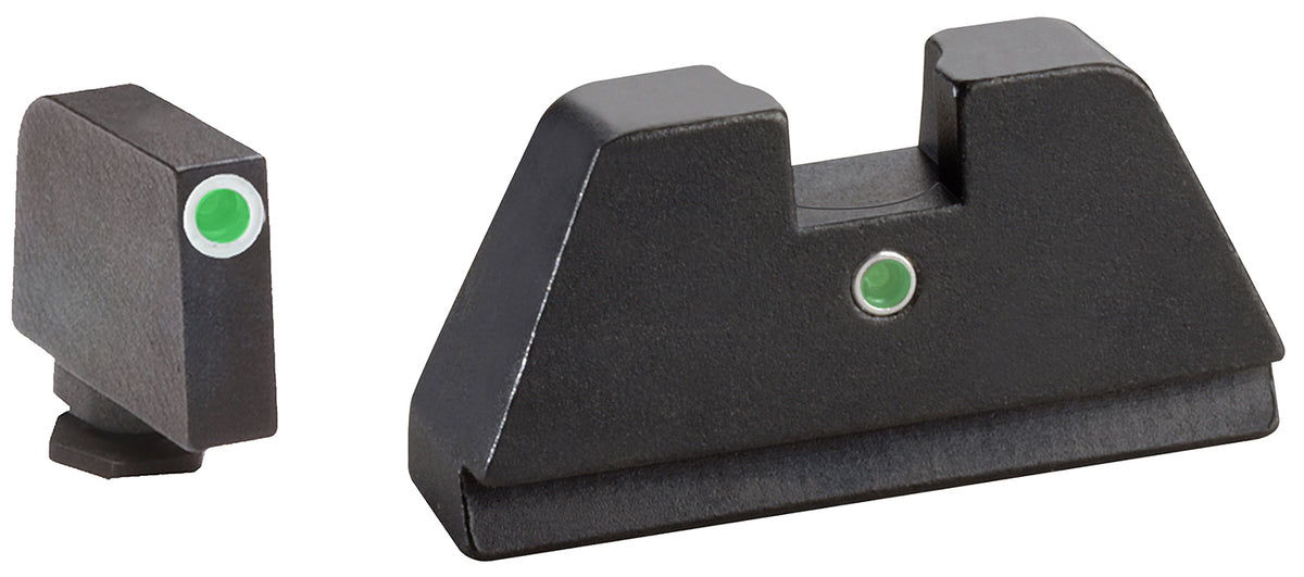 AmeriGlo GL191 Glock XL Tall Tritium Sight Set - White Outline Front / Green Tritium Rear
