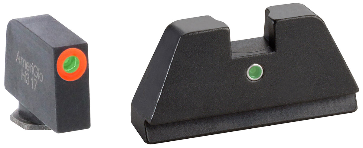 AmeriGlo GL291 Glock XL Tall Tritium Sight Set - Orange Outline Front / Green Tritium Rear