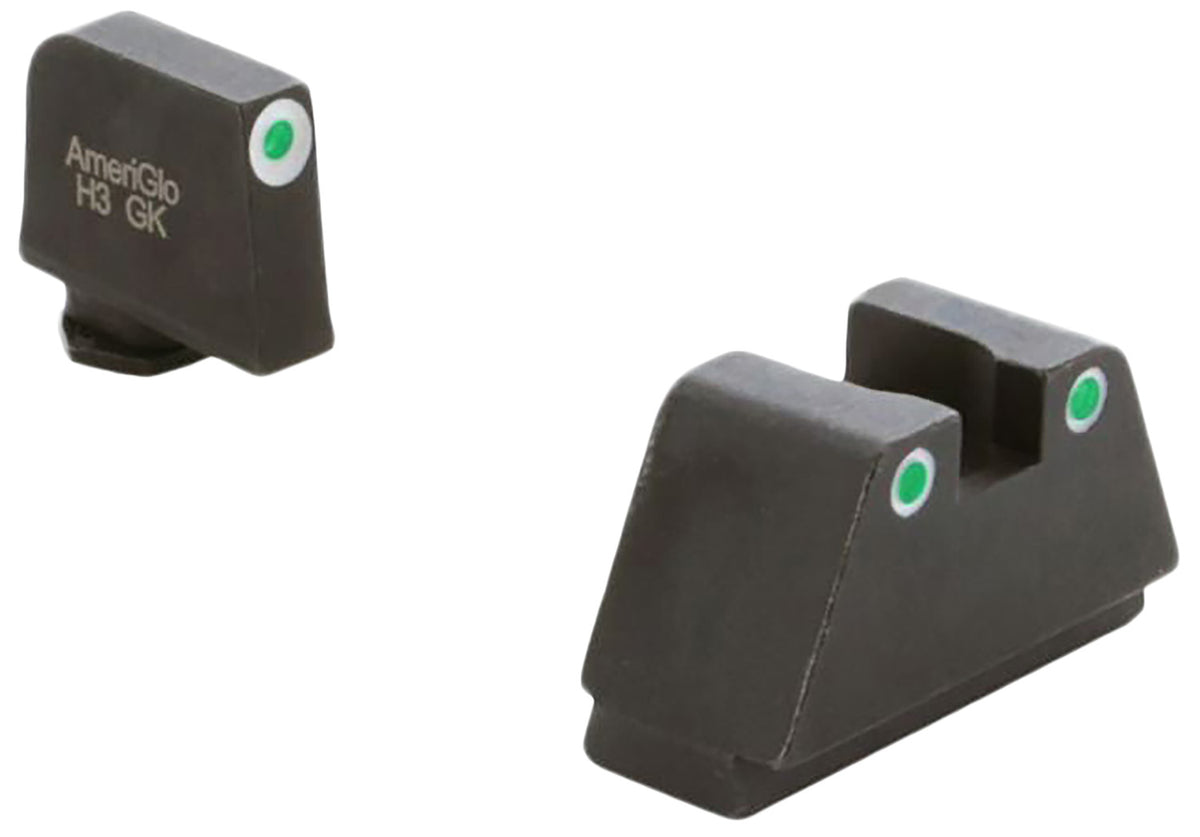 AmeriGlo GL330 Glock 2XL Tall Tritium Sight Set - White Outline Front / Green Tritium White Outline Rear