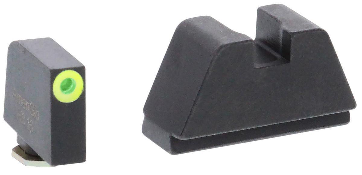 AmeriGlo GL681 Glock 2XL Tall Tritium Sight Set - LumiGreen Outline Front / Flat Black Rear
