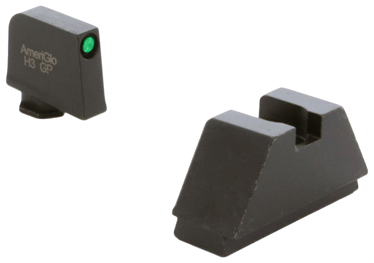 AmeriGlo GL810 Glock 2XL Tall Tritium Sight Set - Black Outline Front / Flat Black Rear
