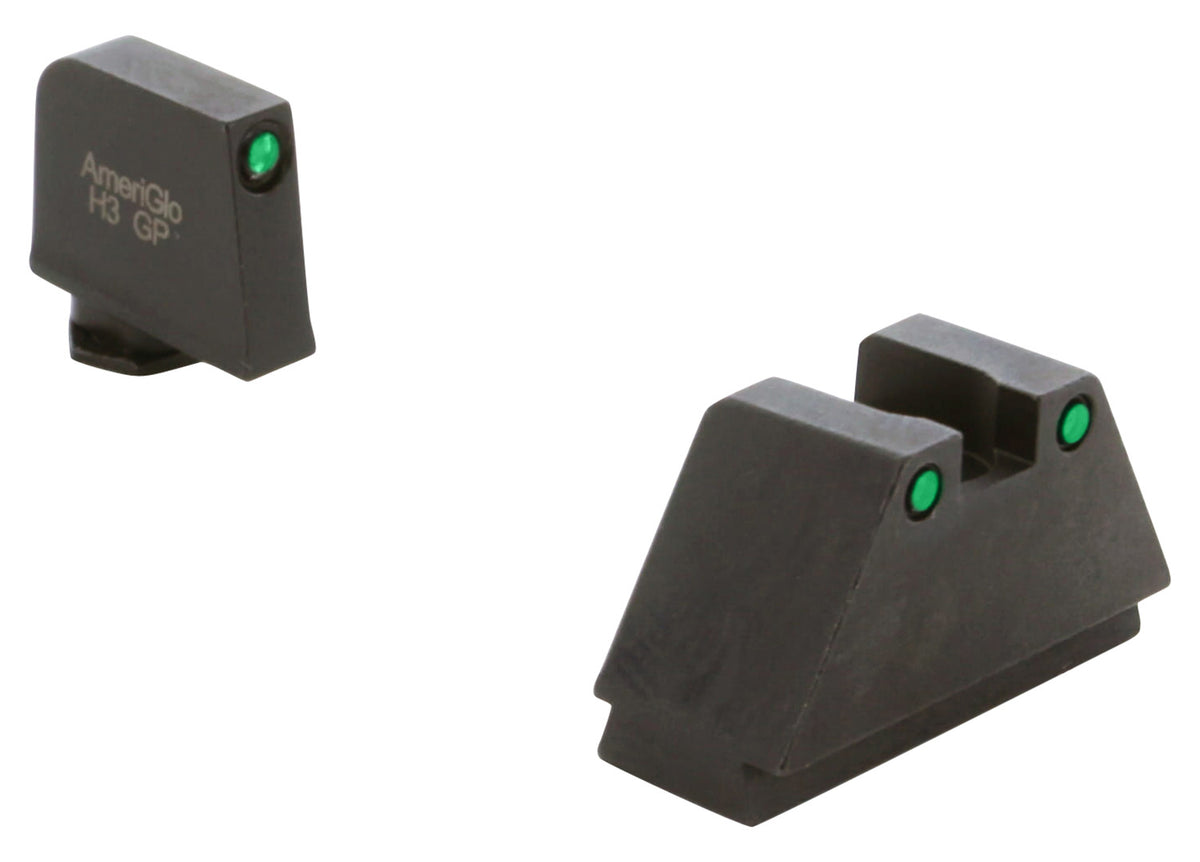AmeriGlo GL815 Glock 3XL Tall Tritium Sight Set - Black Outline Front / Green Tritium Black Outline Rear