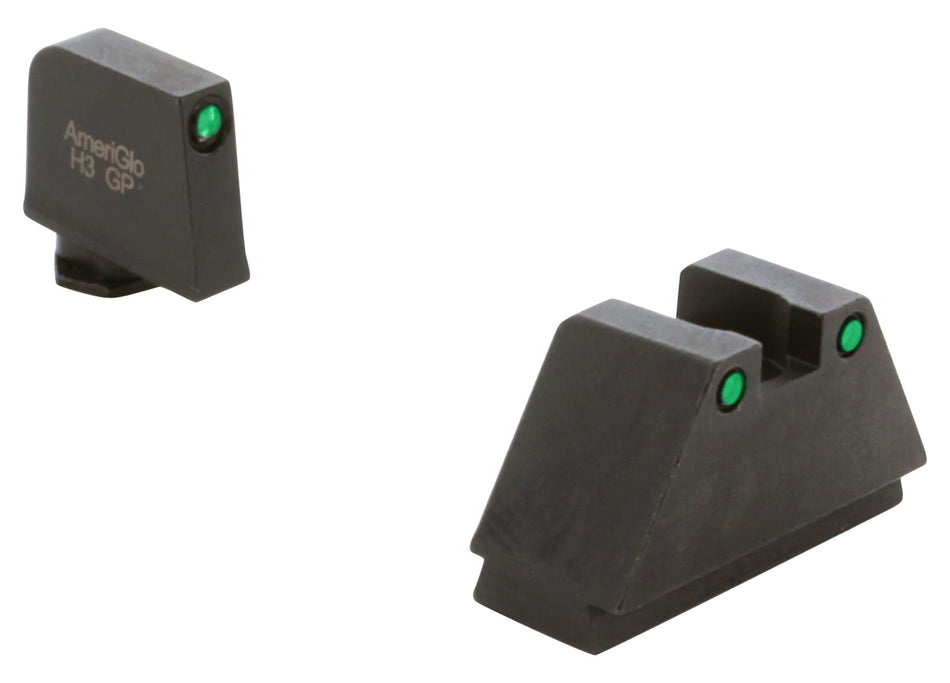 AmeriGlo GL815 Glock 3XL Tall Tritium Sight Set - Black Outline Front / Green Tritium Black Outline Rear