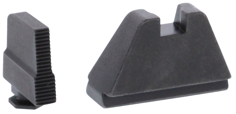 AmeriGlo GL507 Glock 5XL Tall Serrated Iron Sight Set - Black Serrated Front / Flat Black Rear
