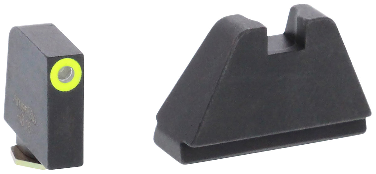 AmeriGlo GL682 5XL Tall Optic Compatible Glock Sight Set – Green Tritium Front with LumiGreen Outline, Flat Black Rear