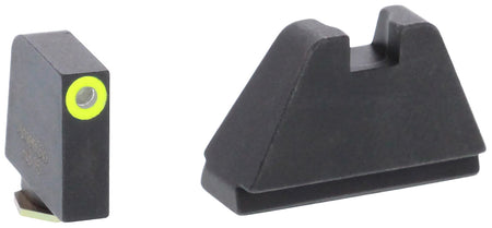 AmeriGlo GL682 5XL Tall Optic Compatible Glock Sight Set – Green Tritium Front with LumiGreen Outline, Flat Black Rear
