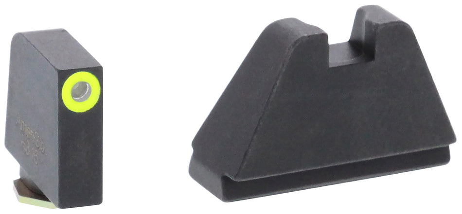 AmeriGlo GL682 5XL Tall Optic Compatible Glock Sight Set – Green Tritium Front with LumiGreen Outline, Flat Black Rear