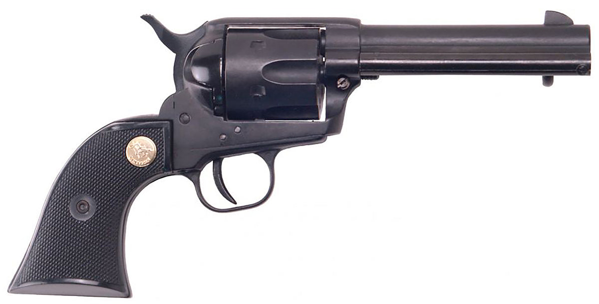 Cimarron Plinkerton .22 LR 6-Shot Revolver, 4.75" Matte Black Barrel, Checkered Plastic Grip