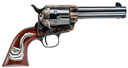 Cimarron Man With No Name .45 Colt Revolver, 6-Round, 4.75" Blued Barrel & Cylinder, Case Hardened Frame, Walnut Grip with Snake Inlay