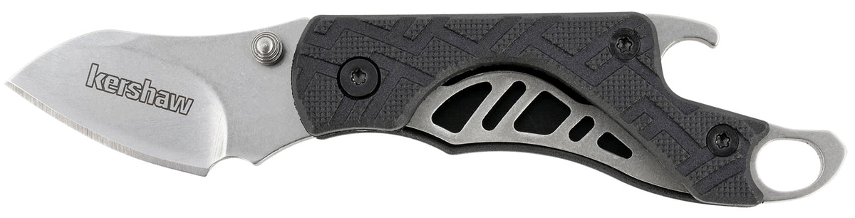 Kershaw Cinder 1025X 1.40" Folding Drop Point Plain Stonewashed 3Cr13 Blade Black Glass-Filled Nylon Handle & Key Ring