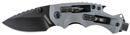 Kershaw Shuffle DIY 8720 2.40" Folding Drop Point Plain Black Oxide 8Cr13MoV Blade Gray Nylon Handle with Bit Driver