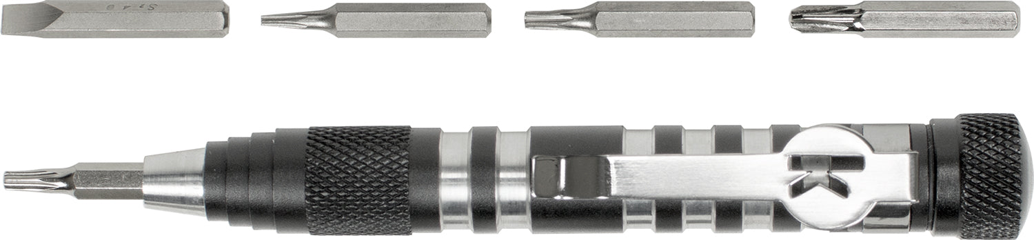 Kershaw TX Tool TXTOOL 4.80" Aluminum Handle Multi-Bit Screwdriver Set for Kershaw Knife Adjustments with Clip