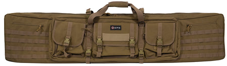 GPS Bags DRC55FDE 55" FDE Double Rifle Case 600D Polyester with Padded Pistol Sleeves & Lockable Zippers