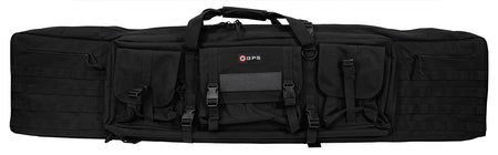 GPS Bags DRC55 55" Black Double Rifle Case 600D Polyester with Padded Pistol Sleeves & Lockable Zippers